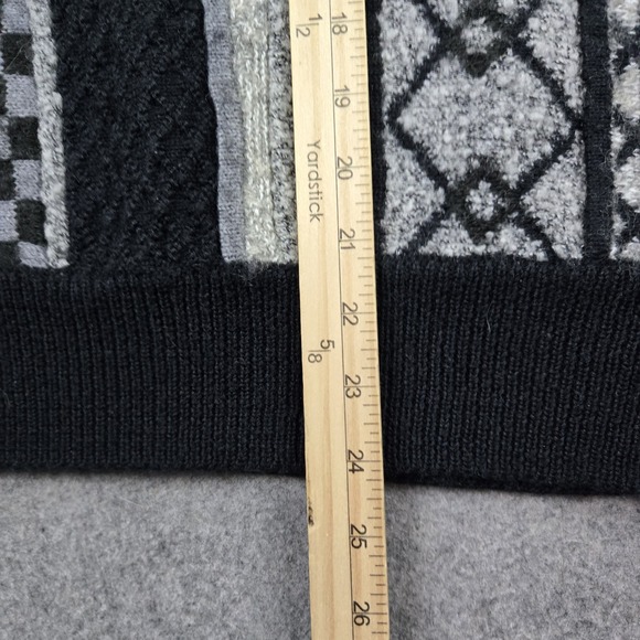 Vintage Croft & Borrow Sweater Mens Large Gray Black 3D Knit 90s Sweatshirt - Picture 11 of 12